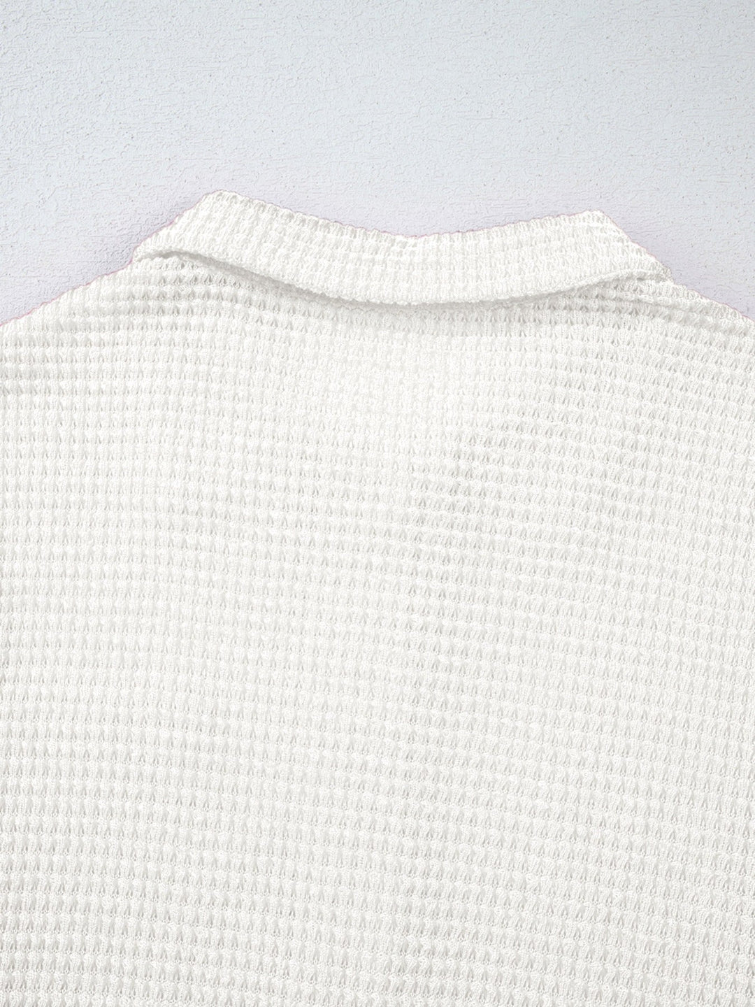 Waffle Knit Button Detail Top