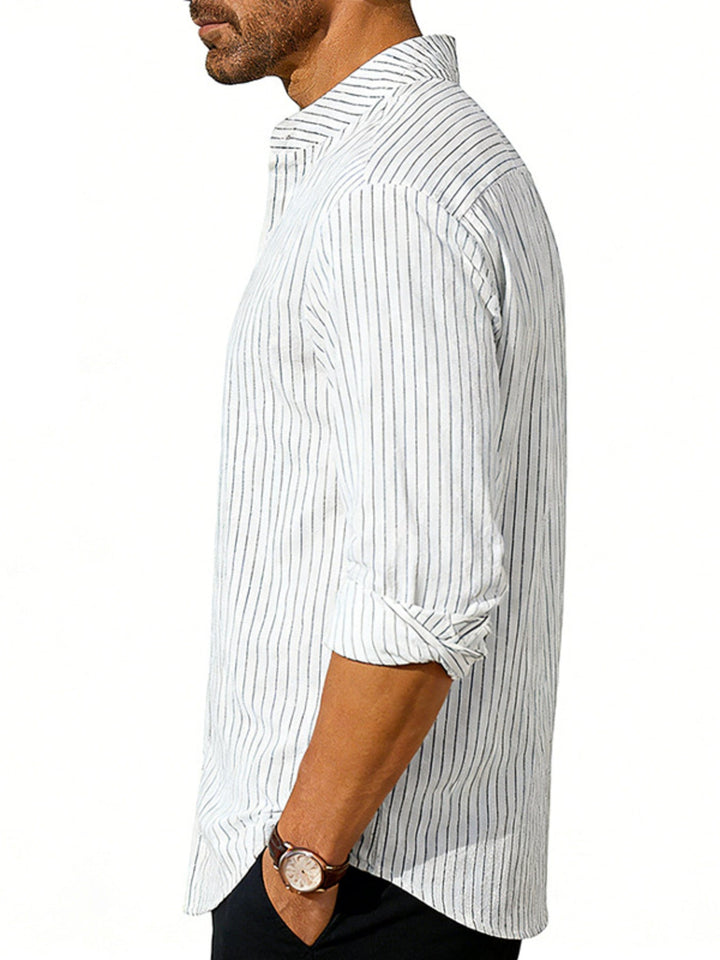 Men's Full Size Striped Long Sleeve Shirt Plus Size