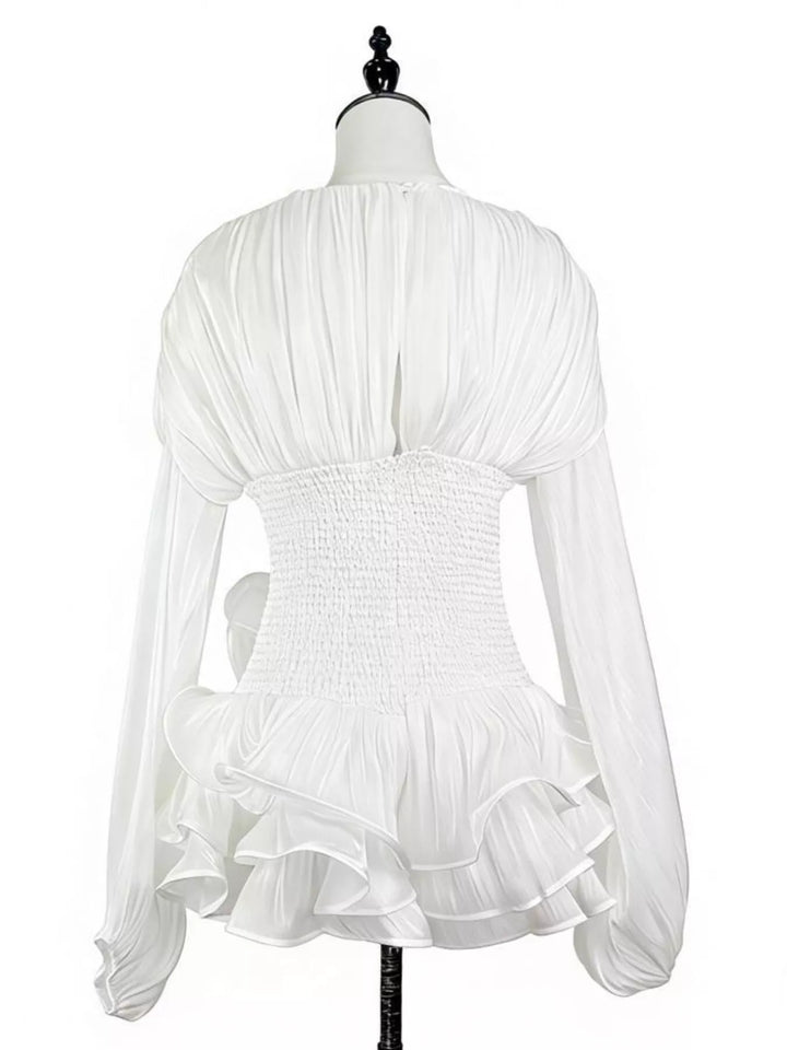 Ruffled Long Sleeve Mini Dress