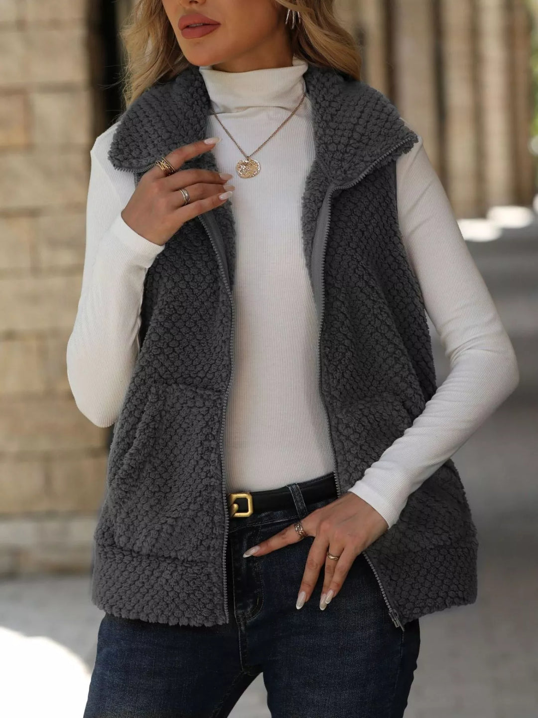 Zip-Up Vest Coat