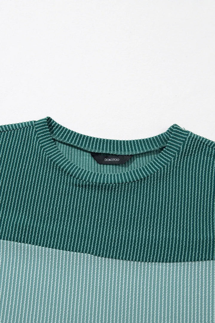 Color Block Round Neck Short Sleeve T-Shirt