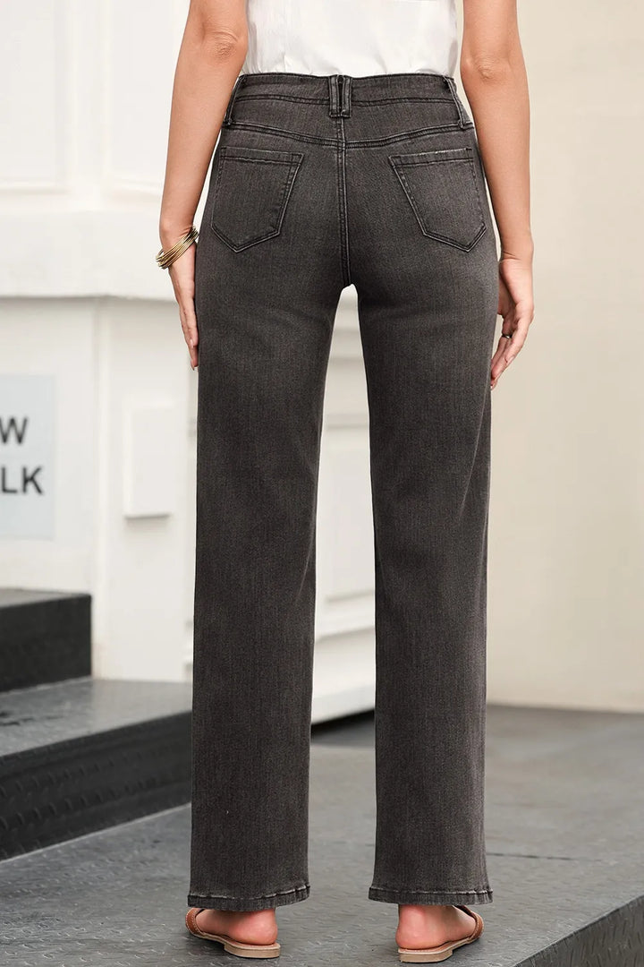 High-Waisted Wide-Leg Vintage Wash Jeans