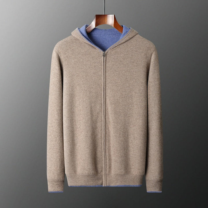 Men's Cashmere Zipper Cardigan Hooded Double-sided Sweater Coat