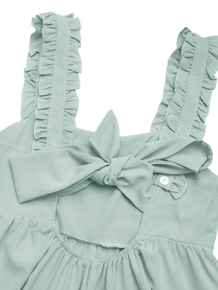 Perfee Frill Wide Strap Romper with Pockets