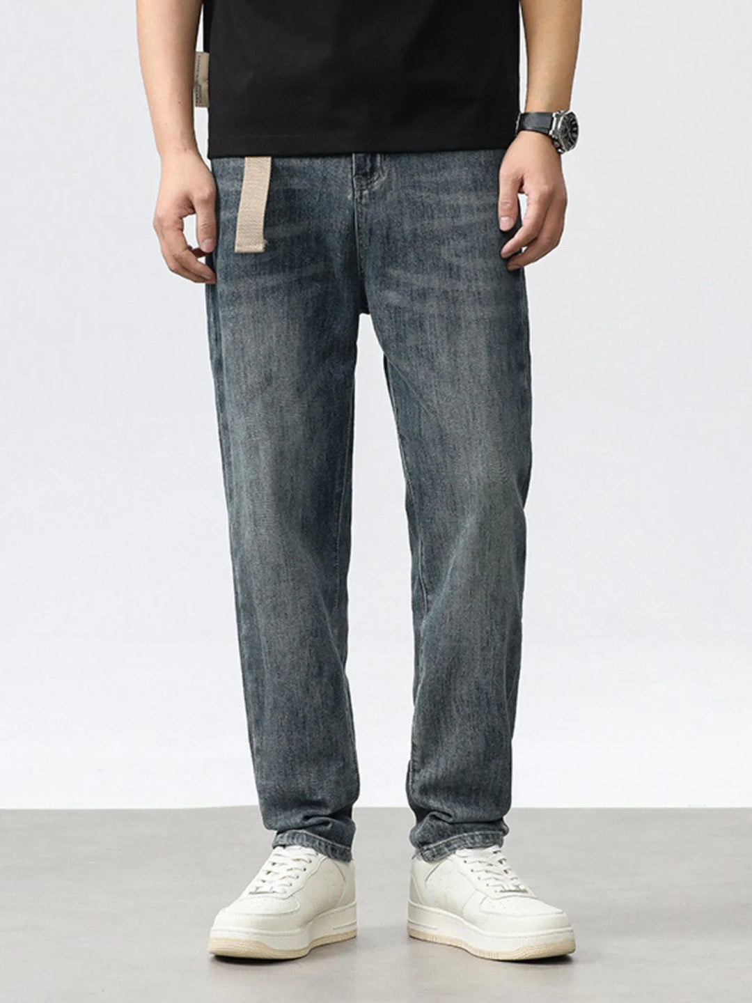 Men's Washed Relaxed Fit Wide Leg Jeans