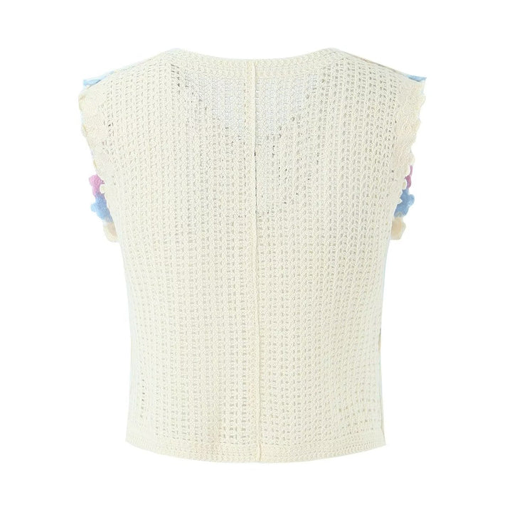 Women Retro Thailand Holiday Floral Vest Cardigan Top Casual All Matching Graceful