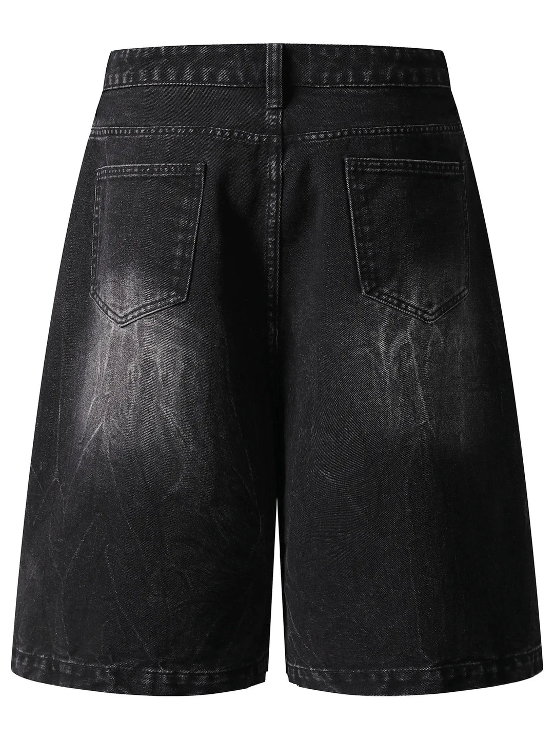 Men's Distressed Denim Shorts with Plaid Patches