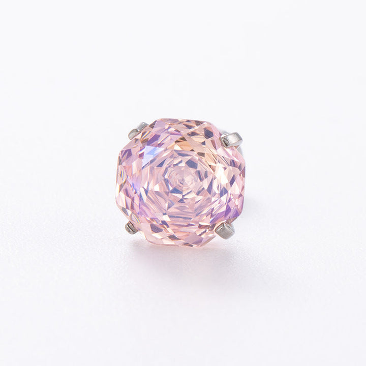 High-end, Brilliantly Reflective Octagonal Millennium Rose-cut Cubic Zirconia Stud Earrings