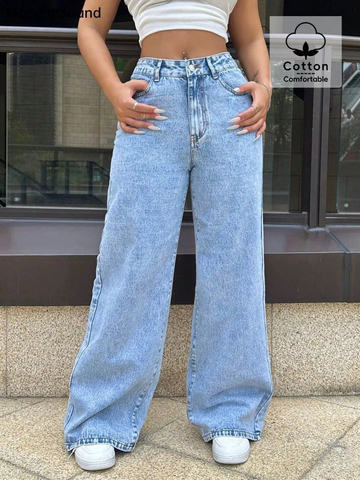 Wide Leg Wash Jeans