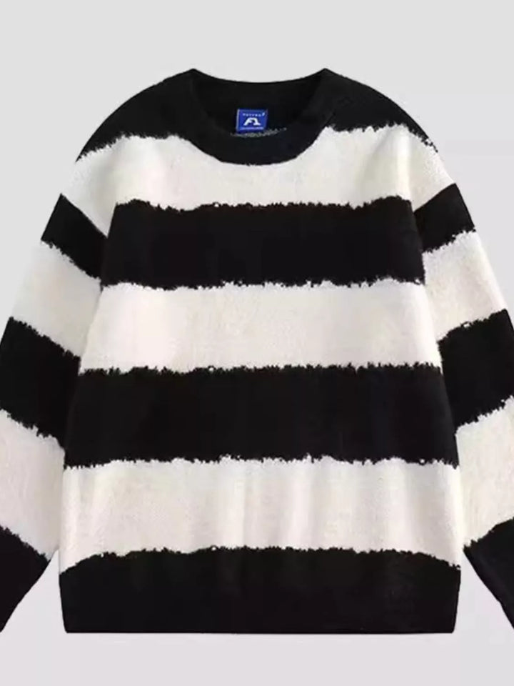 Men's Striped Knitted Long Sleeve Sweater