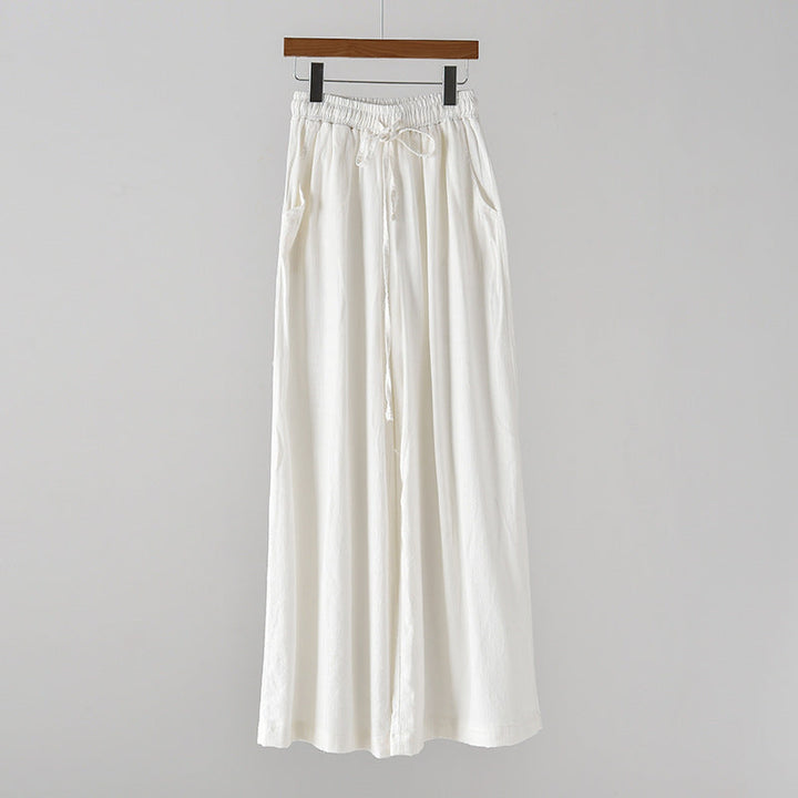 Spring Summer Cotton Linen Women Artistic Stone Washed Women Yoga Pants Linen Casual Wide Leg Pants
