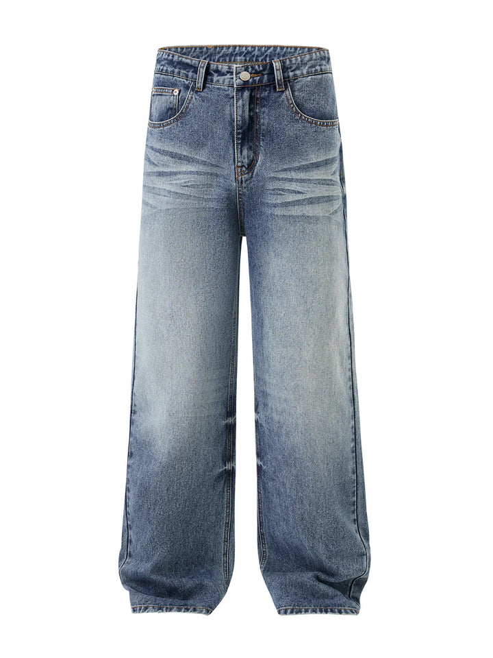 Men's Full Size Vintage Washed Wide Leg Relaxed Fit Jeans Plus Size