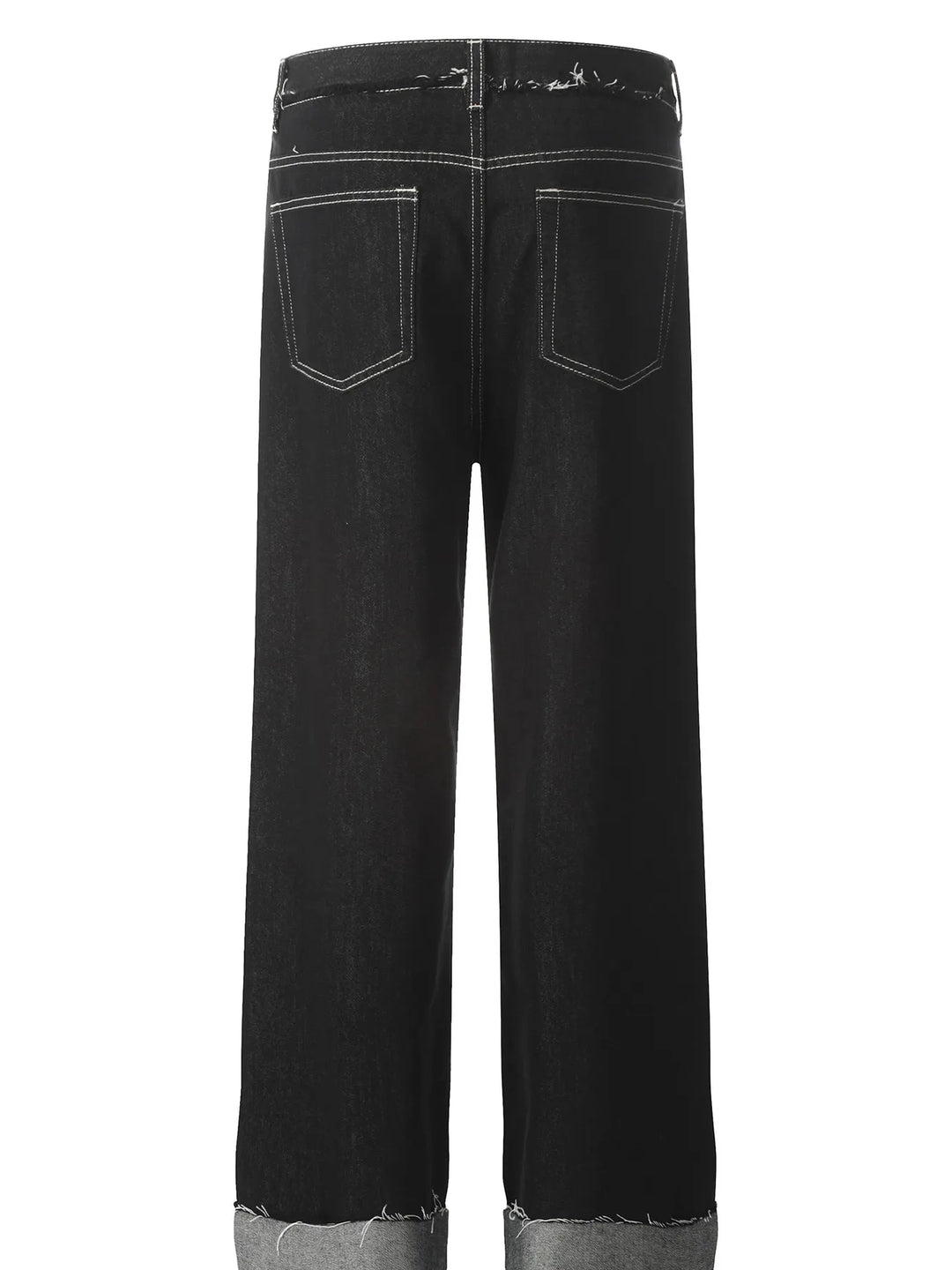 Men's Washed Frayed Hem Cuff Jeans