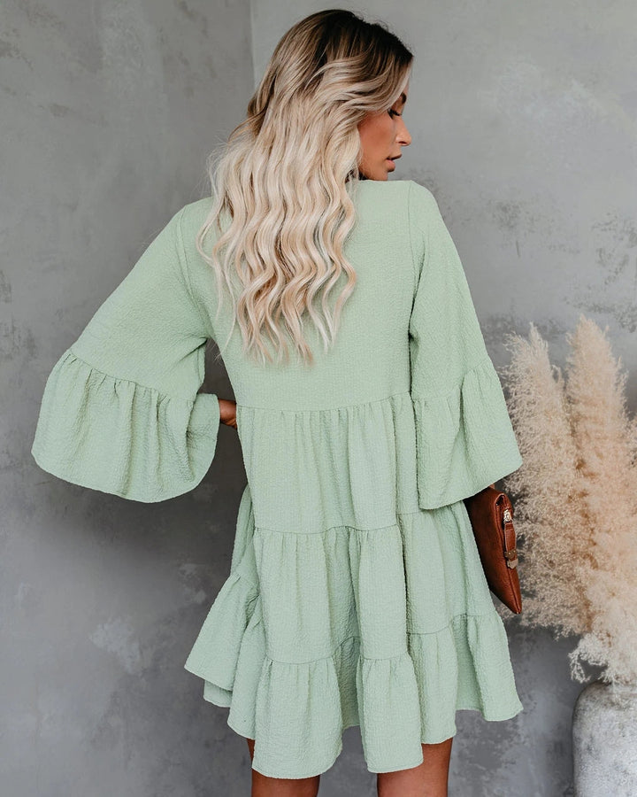 Women Summer New Lace Tassel Lace Patchwork Ruffled Dress