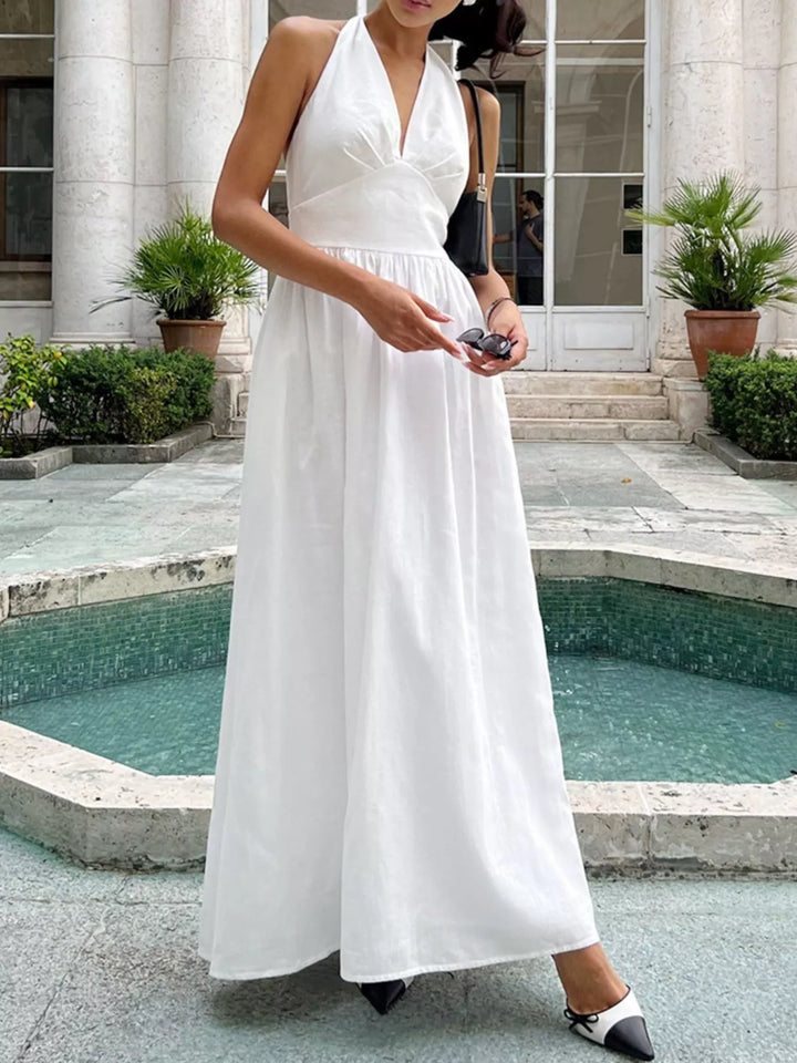 Halter Neck Flowy Maxi Dress