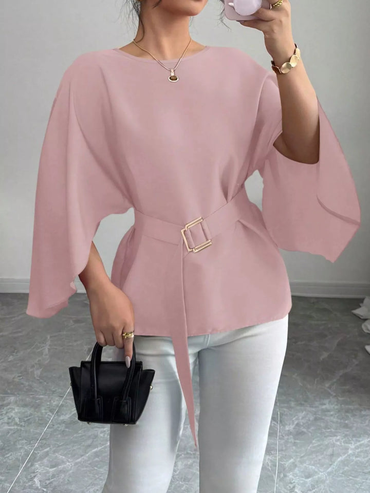 Batwing Sleeve Belted Blouse
