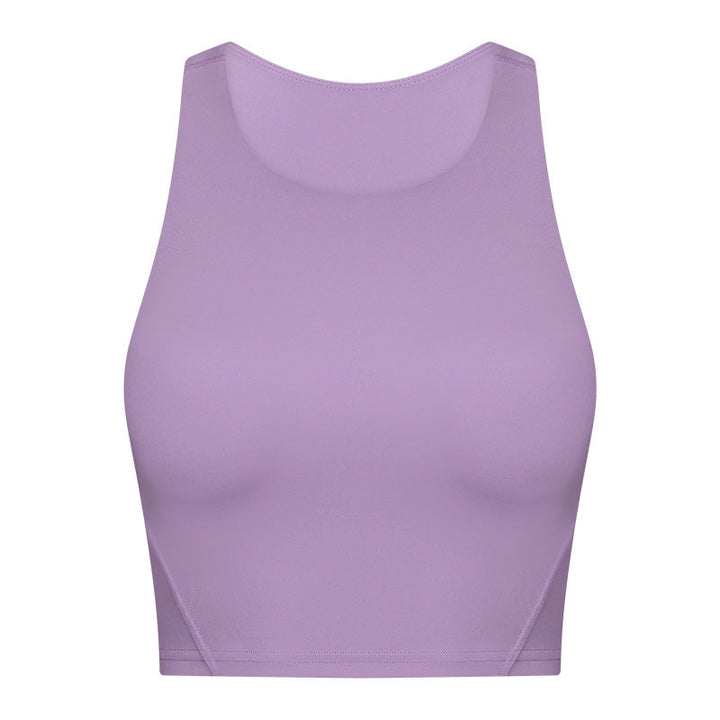 Spring Summer Pull High round Tie Chest Pad Yoga Vest Nude Feel Tight High Elastic Sports Fitness Top Women