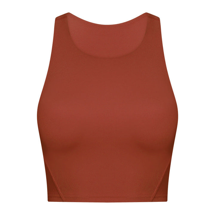Spring Summer Pull High round Tie Chest Pad Yoga Vest Nude Feel Tight High Elastic Sports Fitness Top Women