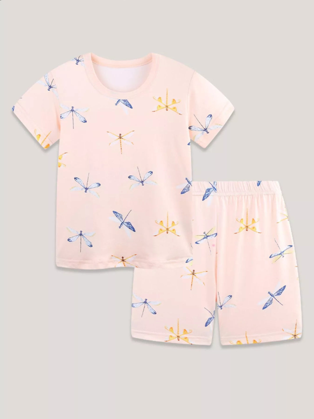 Children's Dragonfly Print Casual Tee and Shorts Set