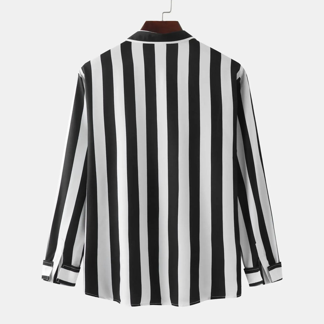 Men's Striped Button-Down Long Sleeve Shirt