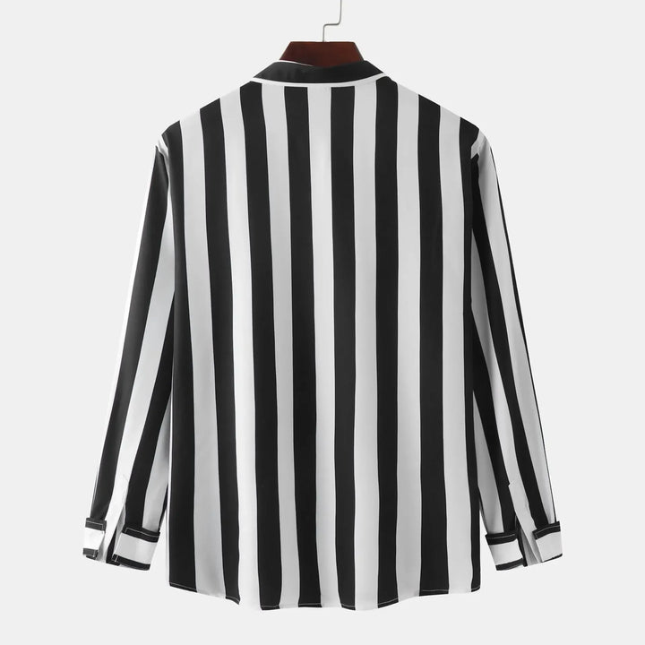 Men's Striped Button-Down Long Sleeve Shirt