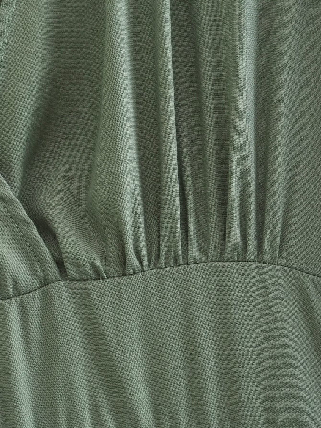 Intellectual Elegant V Neck Dress Autumn Solid Color High Waist A Line Dress Fashionable Pleated Dress Women