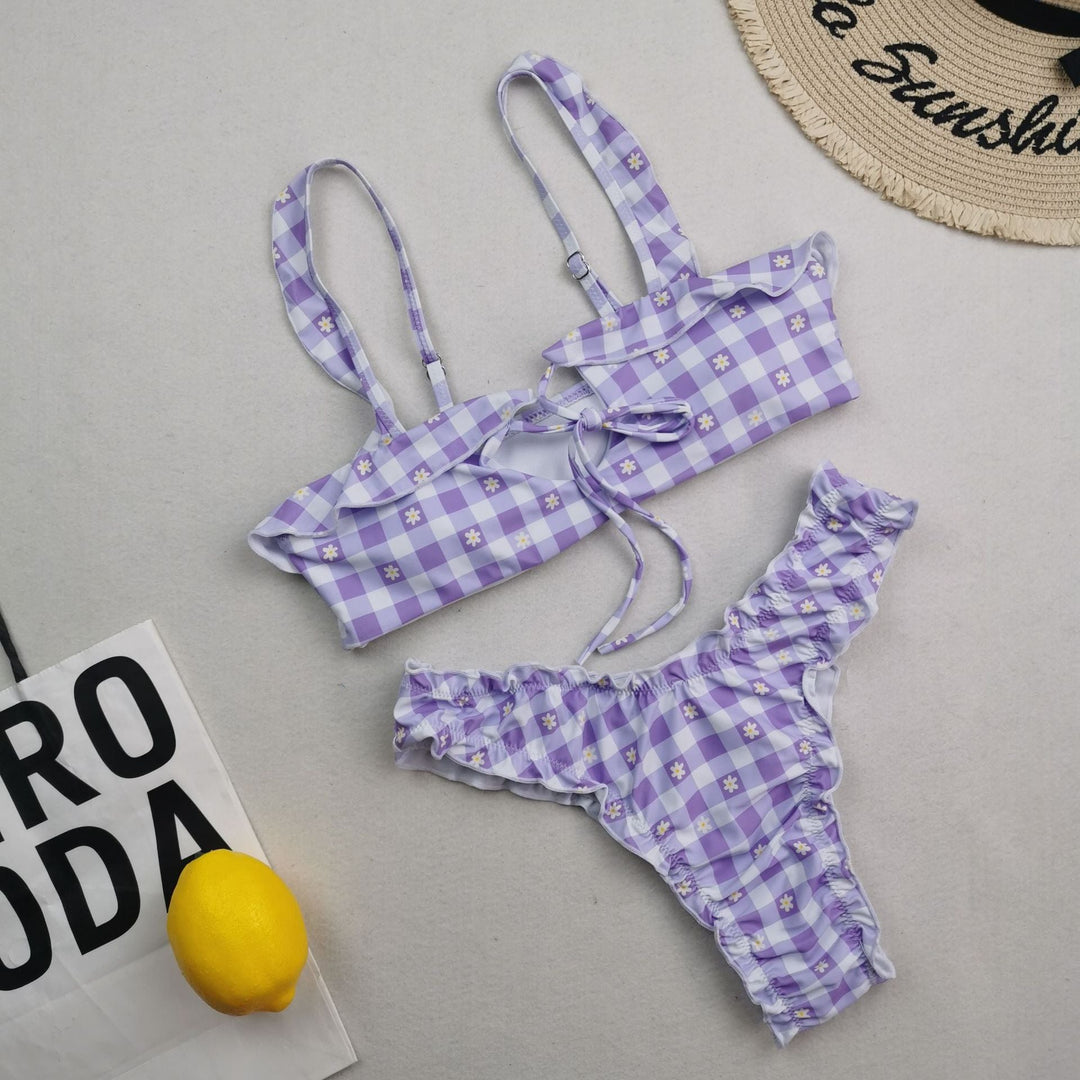 New Multi Color Printed Bikini Fresh Swimsuit Women Lace Split Swimsuit