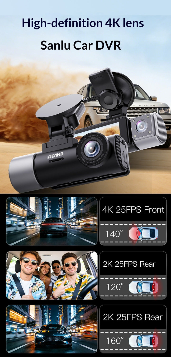 High-definition 3-in-1 4K Dash Camera With Rear And Front Recording Capabilities