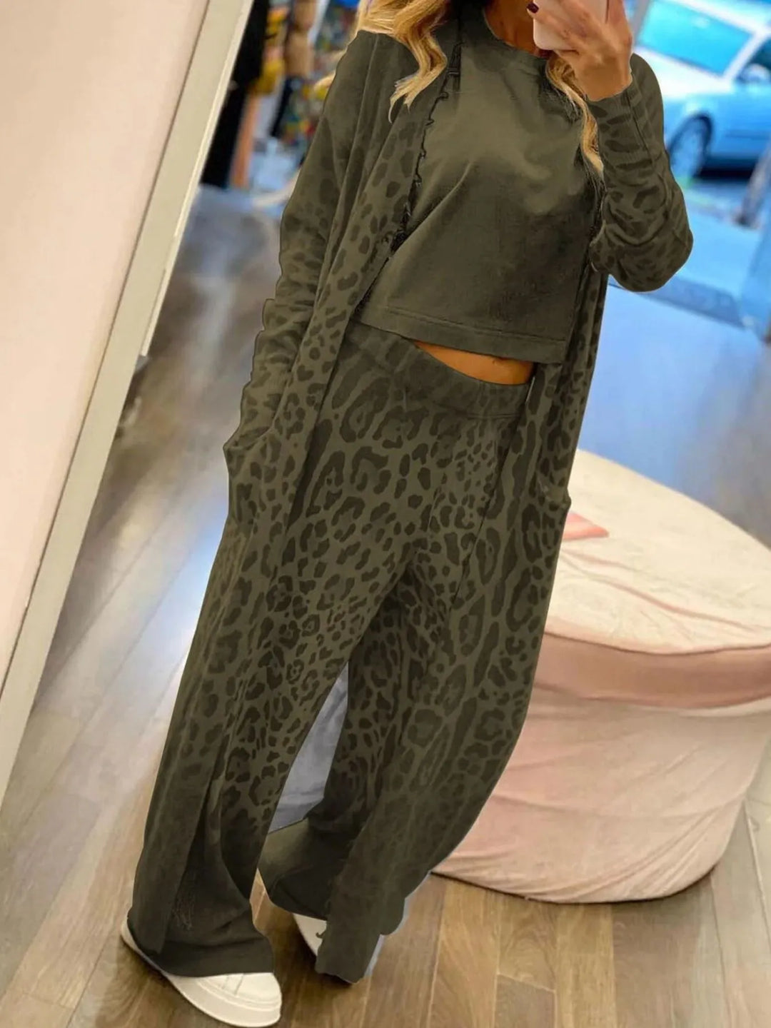 Long Sleeve Longline Outerwear and Pants Set