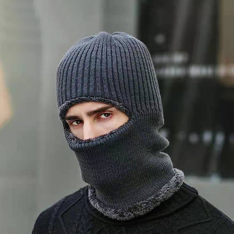 Winter Warm Unisex Dome Brimless Terry Neck Protection Thickened Flat Brim Knitted Hat