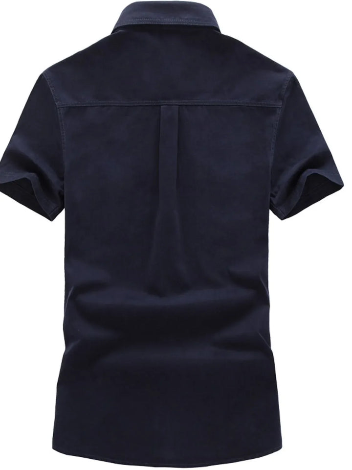 Men's Plus Size Embroidered Collared Neck Short Sleeve Shirt