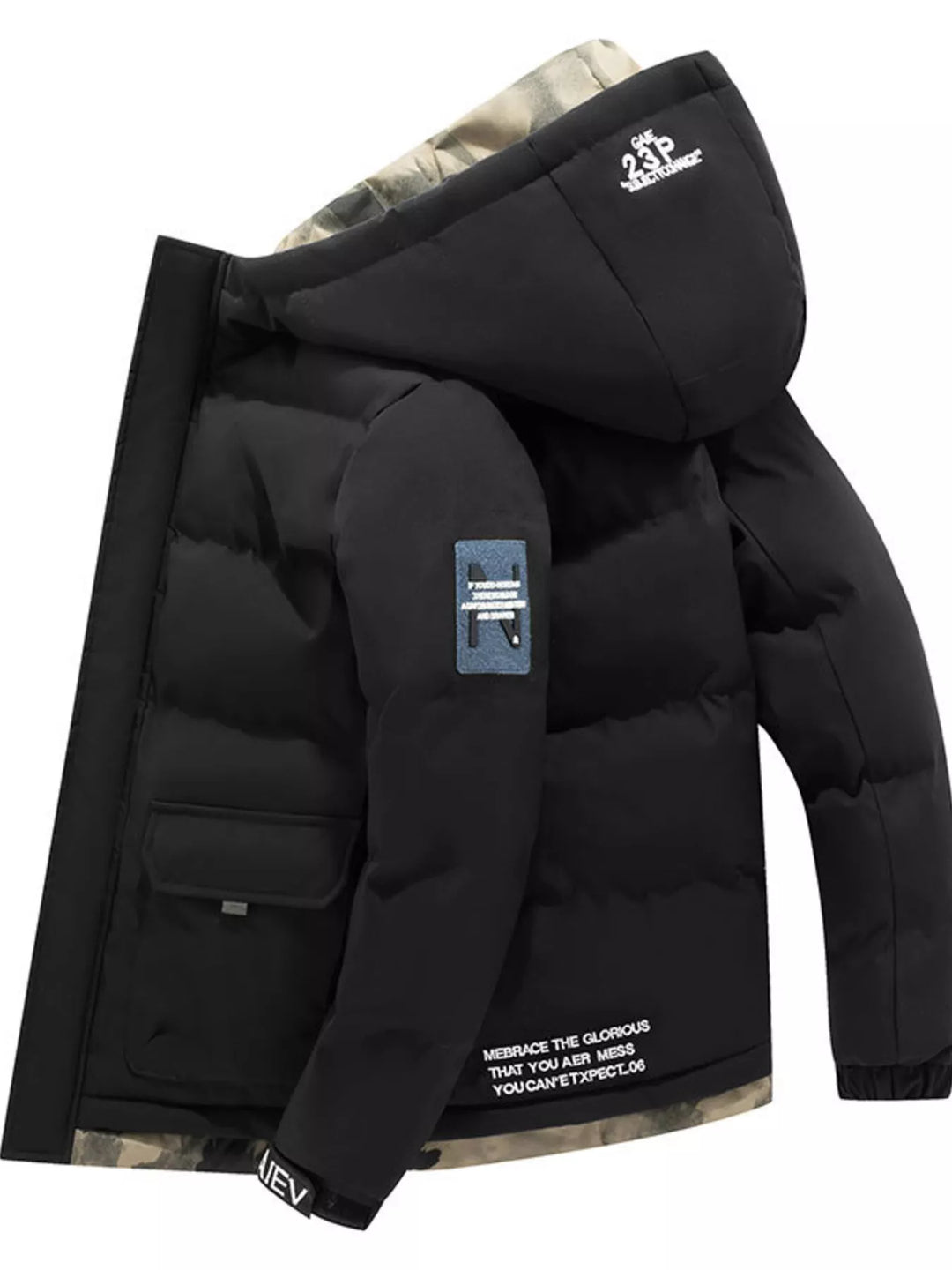 Men's Plus Size Hooded Padded Zip Up Coat
