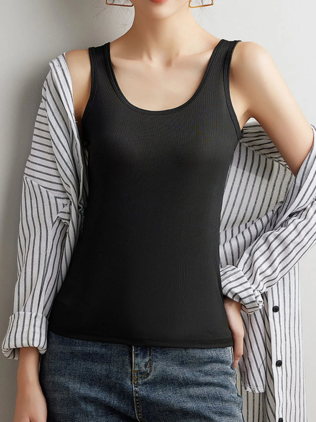Plus Size Ribbed Scoop Neck Tank Top