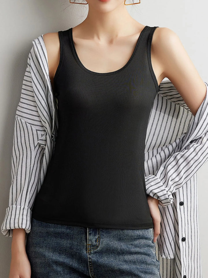 Plus Size Ribbed Scoop Neck Tank Top