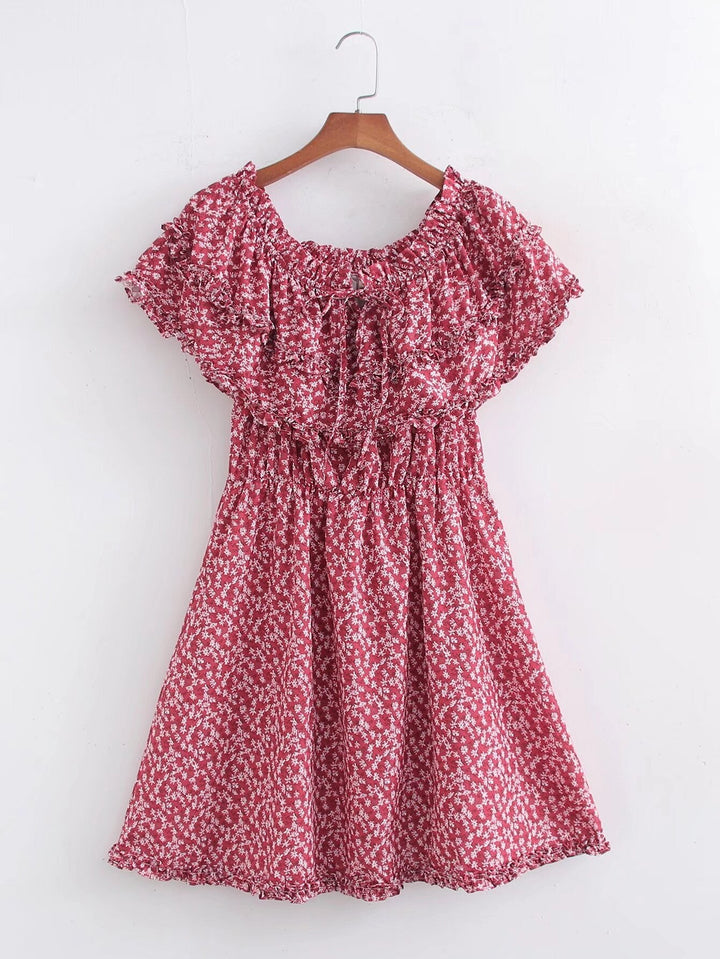 Summer Women Clothing Ruffles Beach Vacation Printed Dress