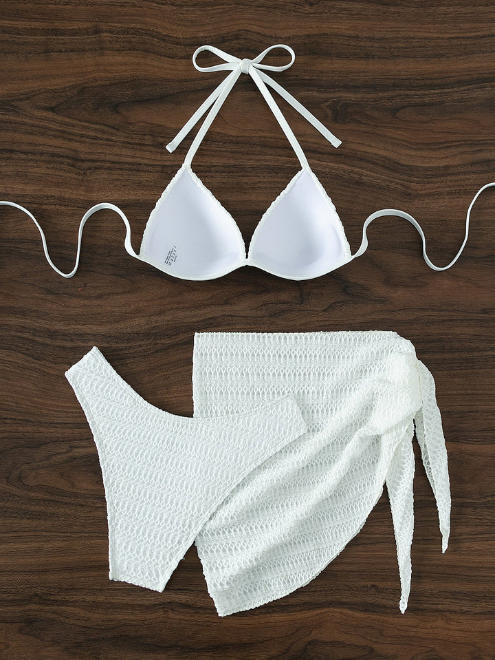 White Halter Sexy Bikini Swimsuit Swimsuit Women Three Point Bikini