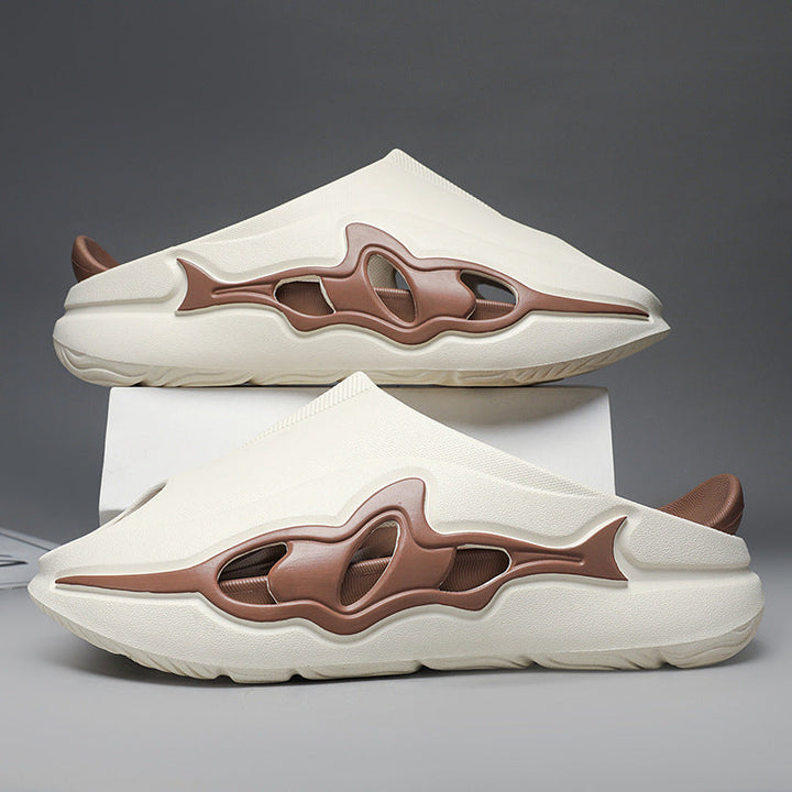Sports-style Non-slip Deodorizing Thick-soled Shark Slippers For Home Use