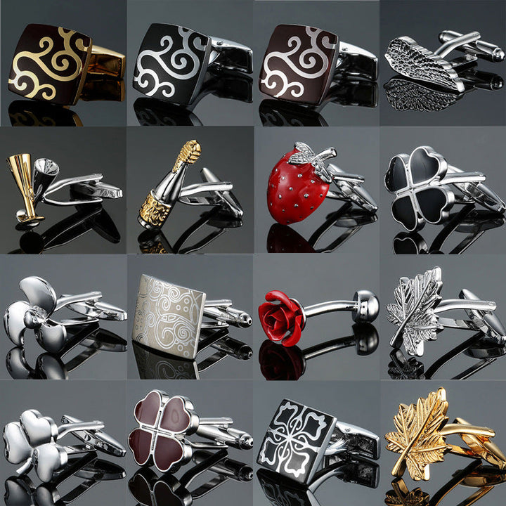 Grass Rose Gold And Silver Pattern Cufflinks