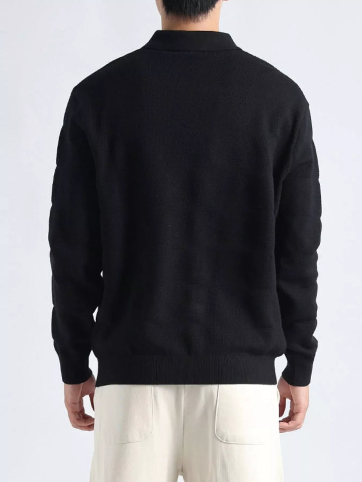 Men's Plus Size Button Detail Long Sleeve Knit Top