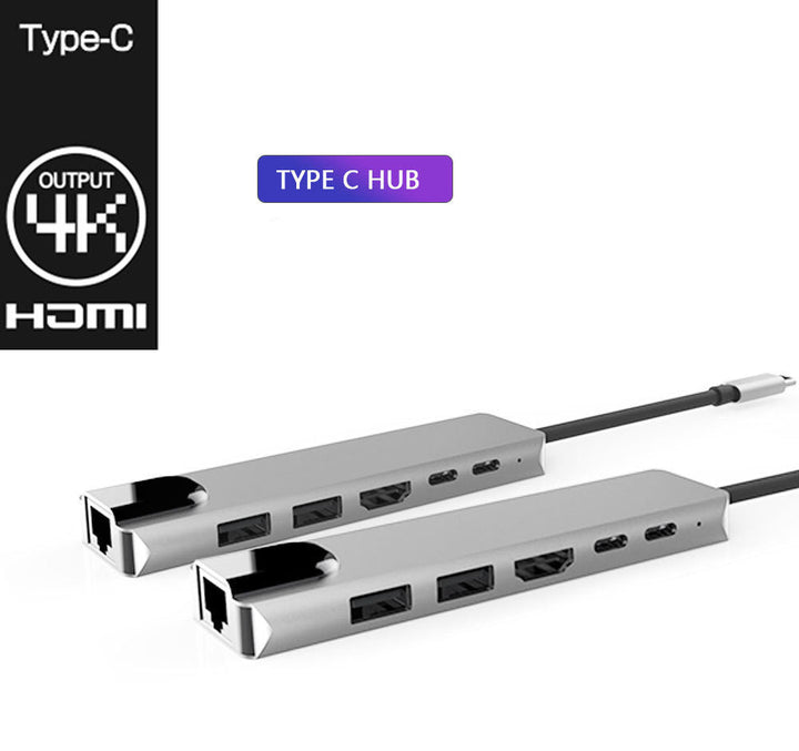 Type C To HDMI USB3.0 PD 6 In 1 HUB Hub Rj45 Network Card Adapter