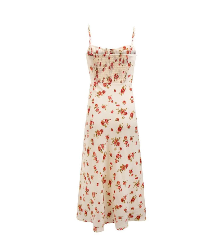 Early Spring Pastoral Beige Bottom Small Floral Holiday Casual Strap Dress