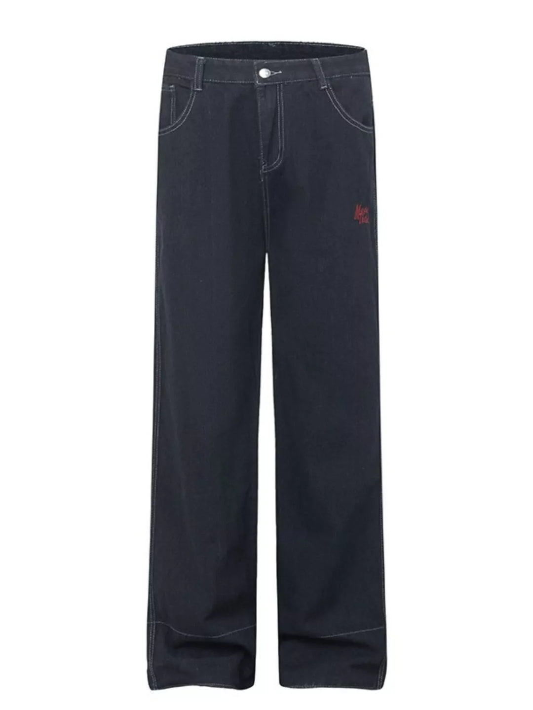 Men's Plaid Pocket Wide Leg Jeans