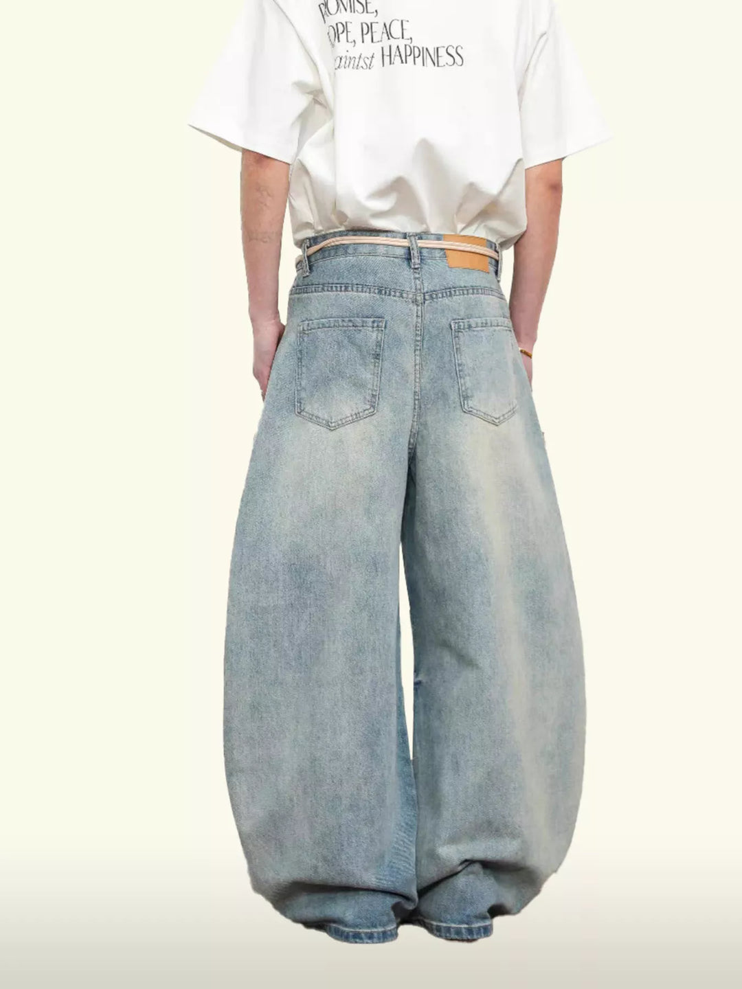 Men's Washed Wide Leg Jeans