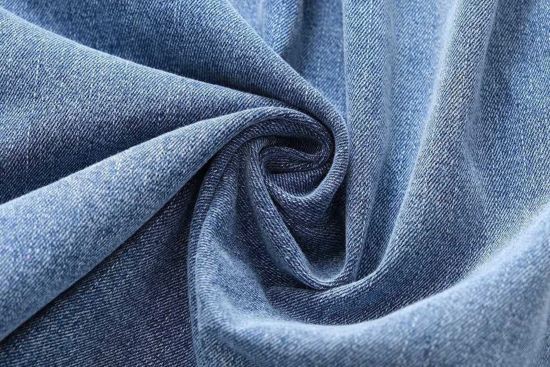 Women Clothing French Casual Pleated Washed Denim Dress Chic