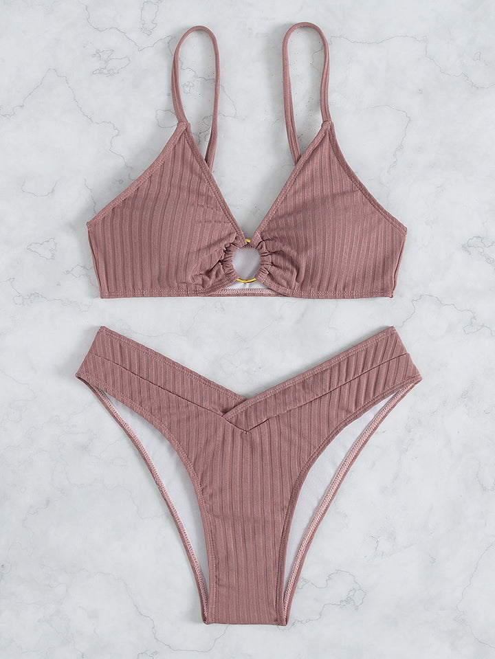 Bikini Swimsuit Sexy Bikini Solid Color V Shaped Pants Swimsuit
