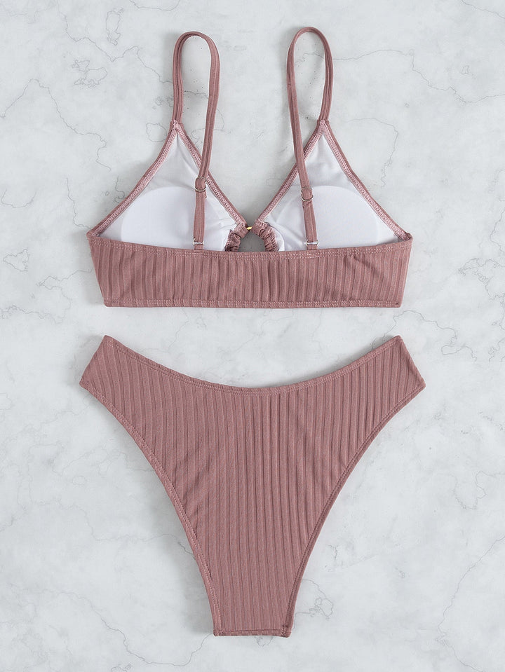 Bikini Swimsuit Sexy Bikini Solid Color V Shaped Pants Swimsuit