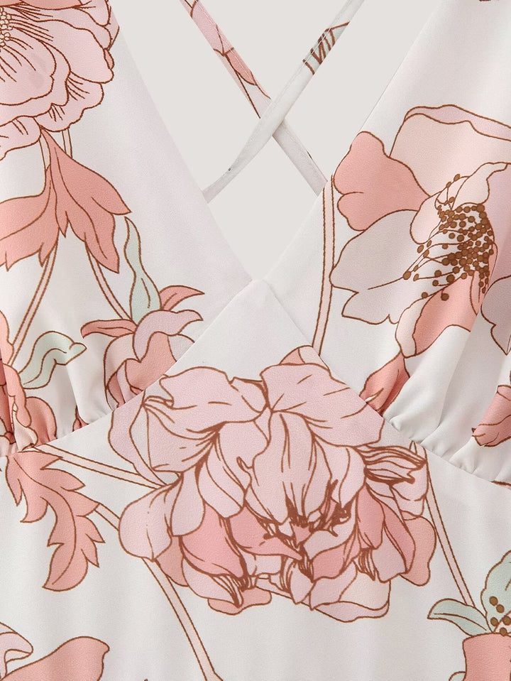 Summer Women Clothing Printed Asymmetric Tiered Dress