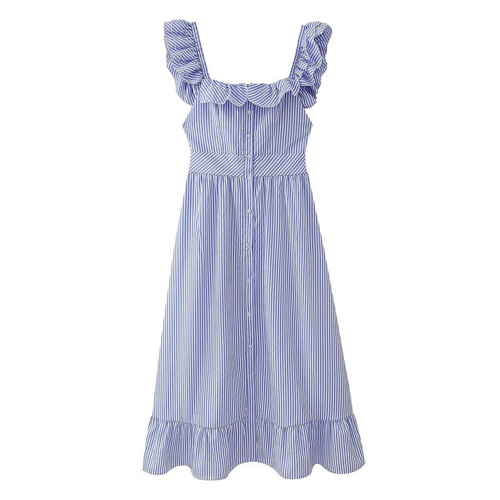 Spring Flounce Oversized Plaid Sleeveless Dress