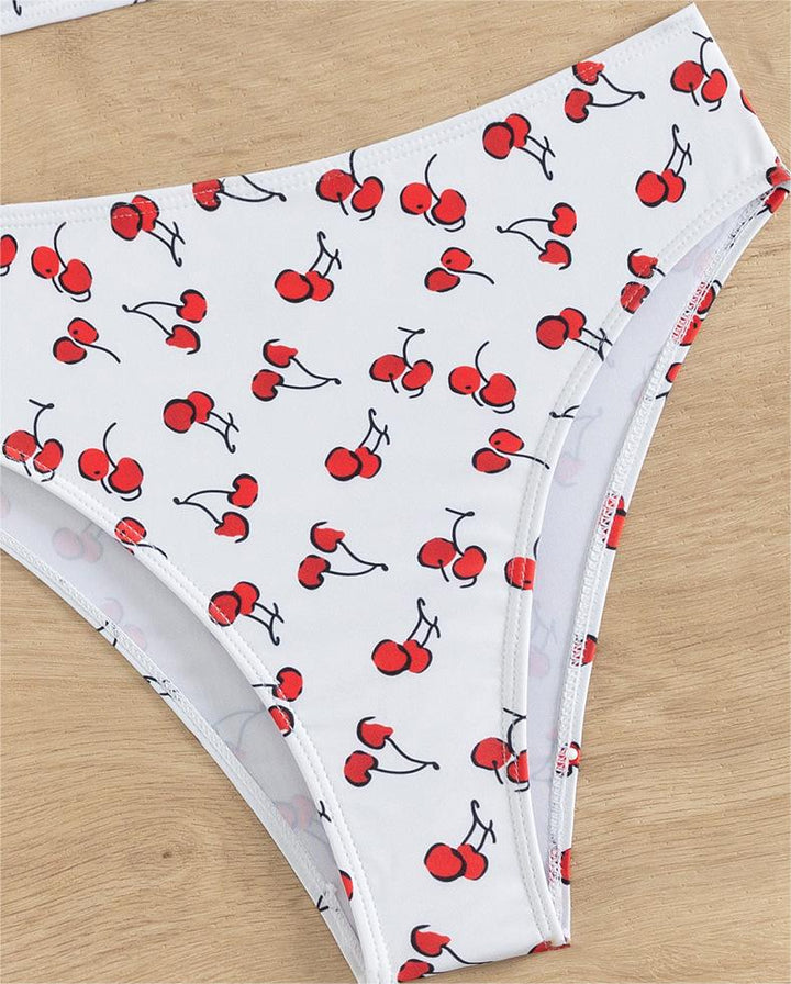 Bikini Sexy Fruit High Waist Bikini Bow Lace Up Swimsuit