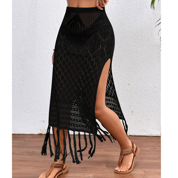 High Slit Tassel Sexy Texture Skirt Beach Vacation Bikini Overskirt Crochet hook